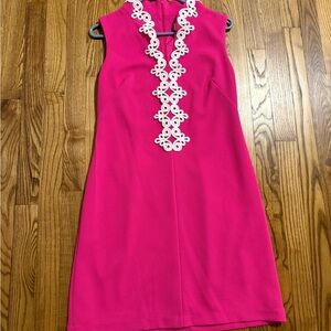 Elle Fuchsia Sleeveless Dress with Cream Lace